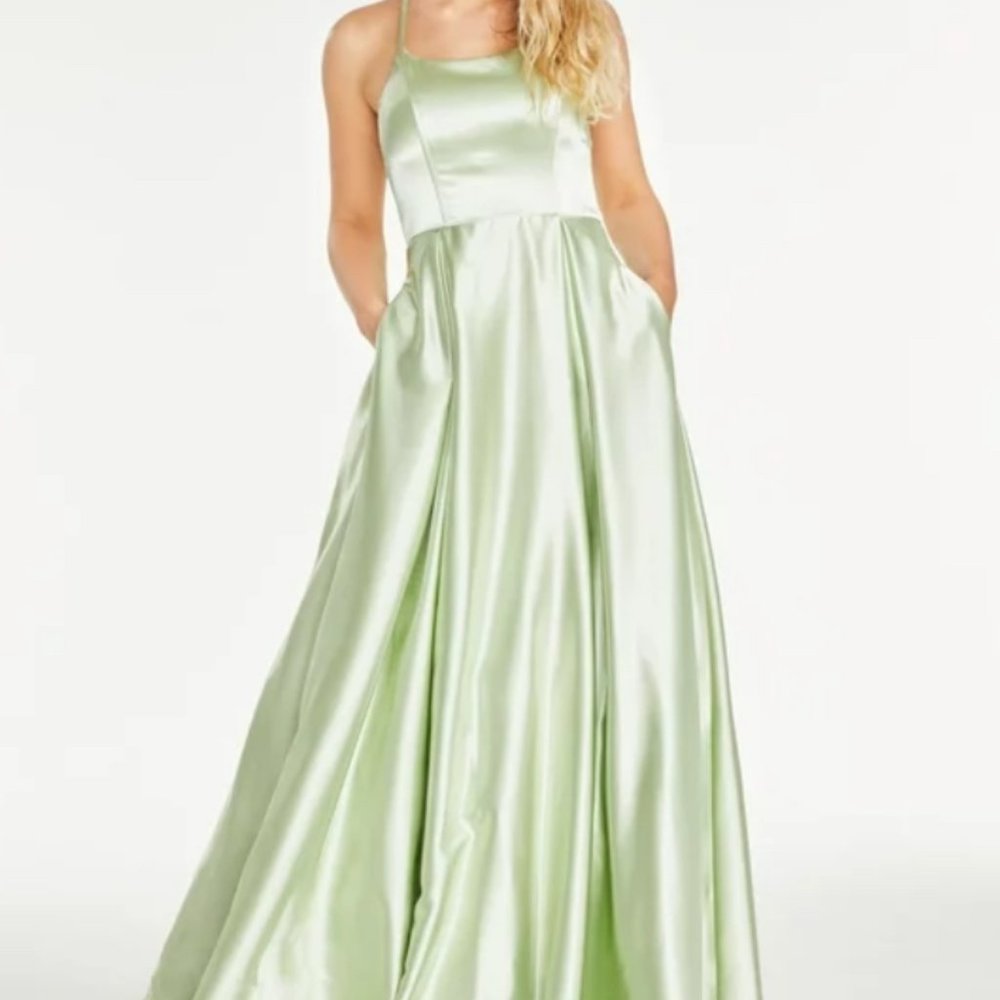 Sage Green Satin Prom Dress